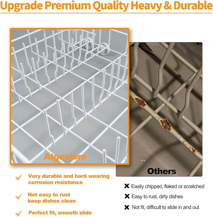Upgraded WD28X10384 Dishwasher Lower Rack Replacement Parts for GE Dishwasher Parts Bottom Rack GLD5600V00BB GLD4560R00SS GE Dishwasher Rack Lower Dishrack Assembly Bottom Dish Rack 8 Rollers