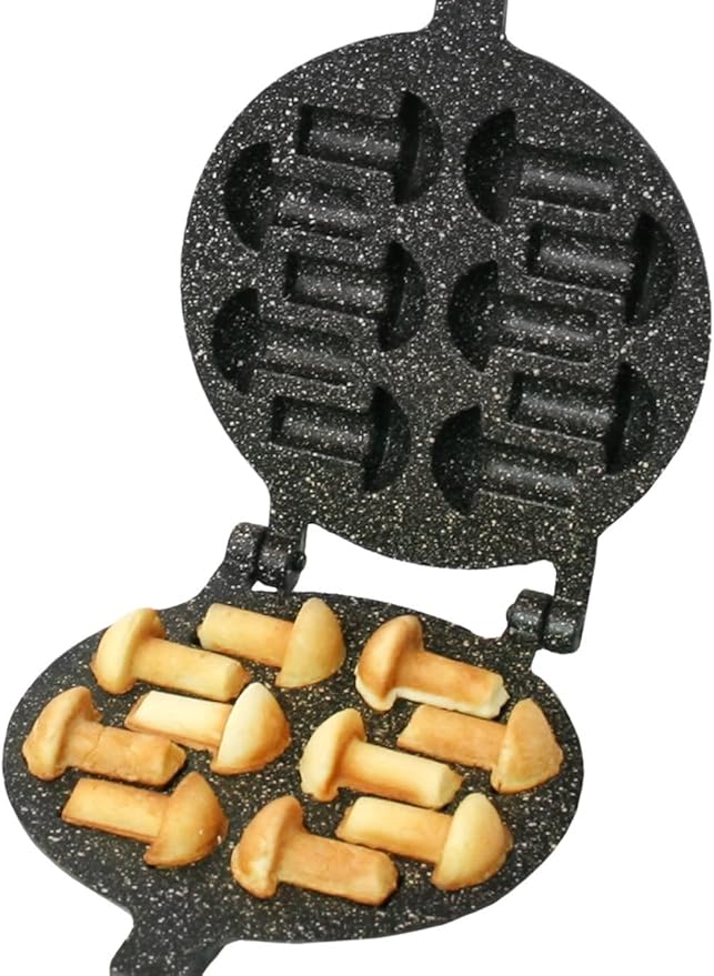 Non-stick Coating granite stone Cookie Mushroom Mold Assorted Tasty Homemade Cookies Baking Tools & Accessories Cookie Presses Bakeware (10 Mushrooms)