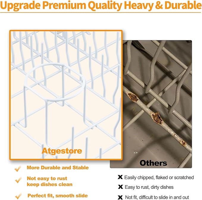 Atgestore Upgraded WD28X31819 WD28X10284 Dishwasher Rack Replacement Parts for GE Dishwasher Parts 22.2" x 20.7" Lower Rack ADW1100N10WW GE Dishwasher Bottom Dishrack Assembly Lower Dish Rack Wheels