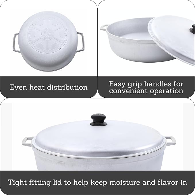 IMUSA GAU-80508 Jumbo Traditional Natural Caldero for Cooking and Serving, 18 Quart, Silver