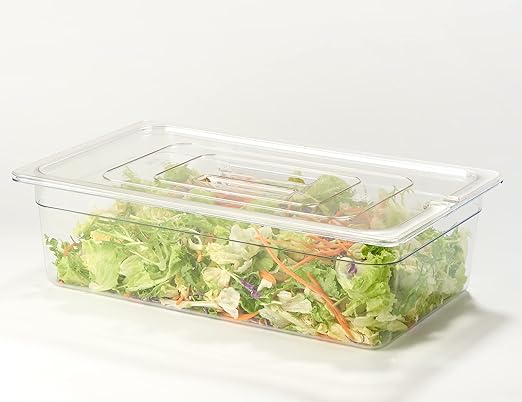 CURTA 6 Pack NSF Notched Food Pan Cover, Full Size Clear Polycarbonate Lid with Handle for Commercial Food Pan, Dishwasher & Freezer Safe Plastic Clear