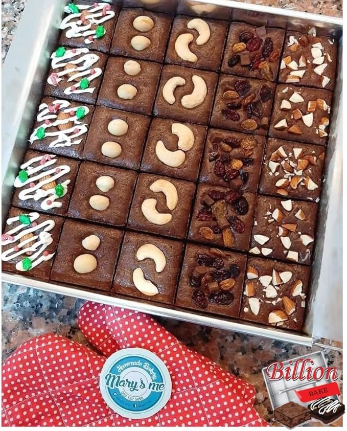 Brownie Cutter Stainless 100% 8,9,10,11,12 Inch Heavy duty Baking Pan or Slicer Ensures Perfect Crispy Edges baking pan Bakeware for Oven Baking Bakeware Cake portion cutter (8x8" Bekery Pan)