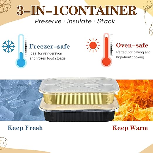 Baderke 20 Set 9x13 Heavy Duty Aluminum Pans with Lids Double Thick Aluminum Foil Baking Pan Food Container for Heating Cooking Meal Prep Storage Freezer and Takeout (Multicolor)