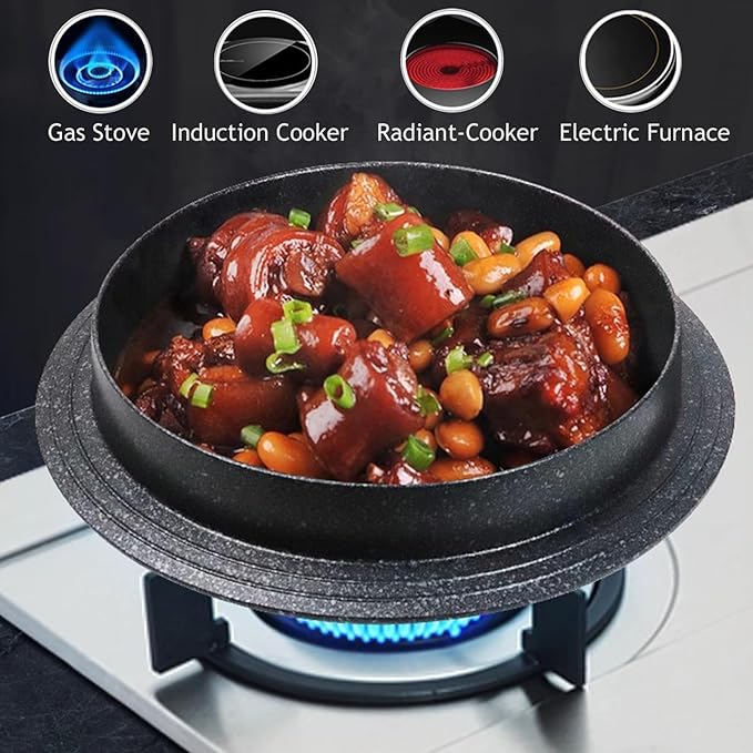 Korean Traditional Cast Iron Pot, Heavy Duty Dutch Oven with Lid, Rice Stew Pot Skillet Cookware for Braising Stews Roasting,Gas Stove Induction Cooker Safe(D20cm/7.8", Black)