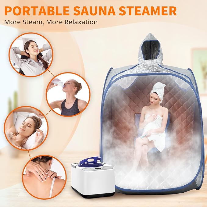 4 Liter Sauna Steamer Machine, 1500W Portable Steam Generator, Spa Machine, Timer Display for Body Detox, with Remote Control, Steam Cup, Home Spa Sauna Accessories