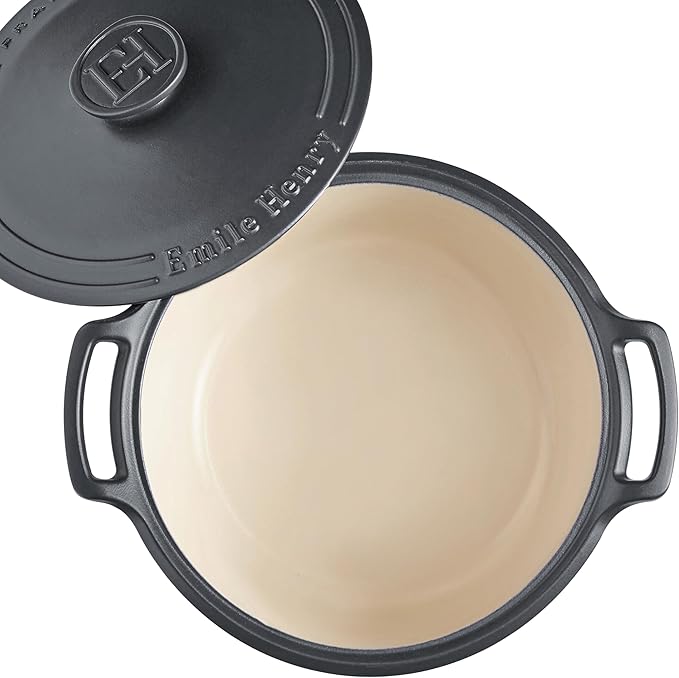Emile Henry Made in France SUBLIME Ceramic 4 qt. Round Dutch Oven, Graphite