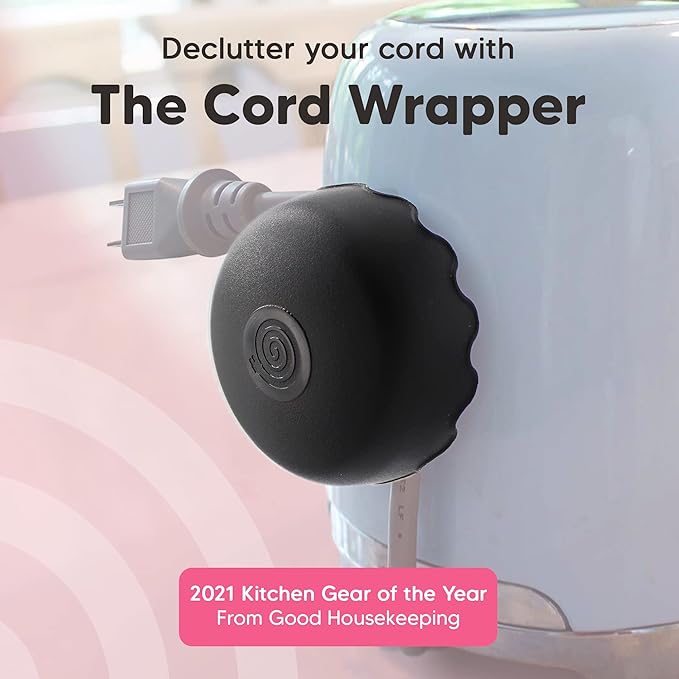 1-Pack Patented Heat-Resistant Cord Organizer for Appliances, Kitchen, Computers & More | Stick-On Cord Wrappers with Flexible Base, Secure Scalloped Edge, Black (3 x 1.5 Inches)