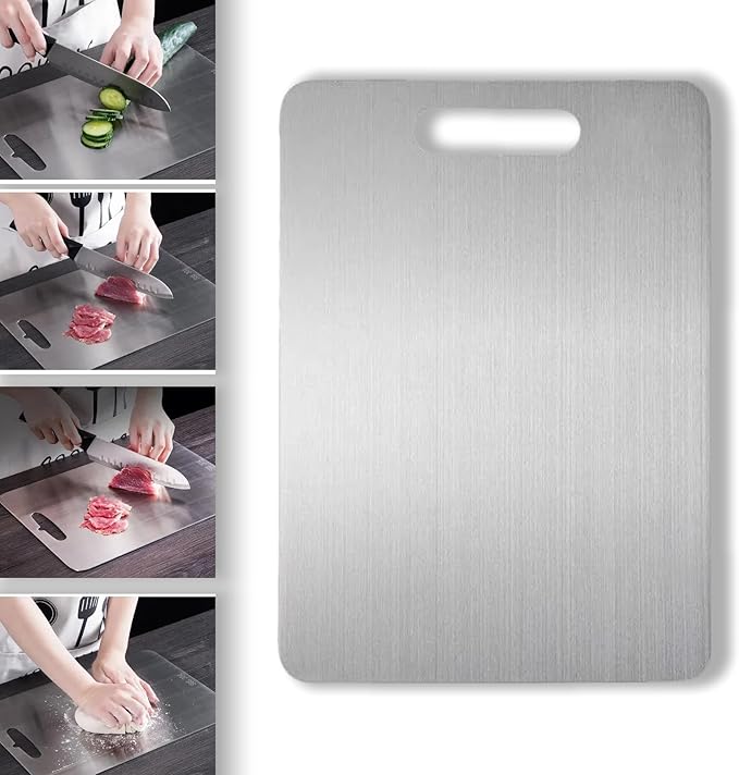 Oversized cutting board,Titanium Cutting Board，New Upgrade Pure Titanium Cutting Boards For Kitchen, 1 Pack Double Sided Medical-grade Cutting Mat, Stainless Non Stick Chopping Board(23.6 * 15.7inch)