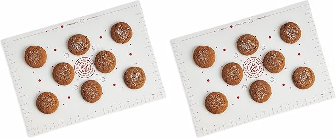 King Arthur Baking Company Cookie Mat, Oven Safe Silicone Reusable Baking Mat, For Precise Cookie Dough Spacing And Placement, Fits Half-Size Pans (Pack of 2)