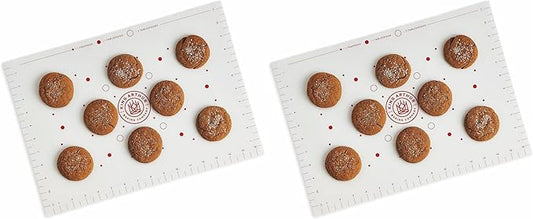 King Arthur Baking Company Cookie Mat, Oven Safe Silicone Reusable Baking Mat, For Precise Cookie Dough Spacing And Placement, Fits Half-Size Pans (Pack of 2)