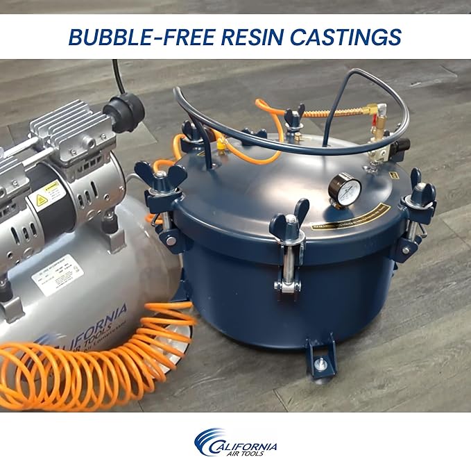 California Air Tools 1810C 10 Gallon Pressure Pot for Epoxy Resin Casting, Coated Steel Tank, Portable