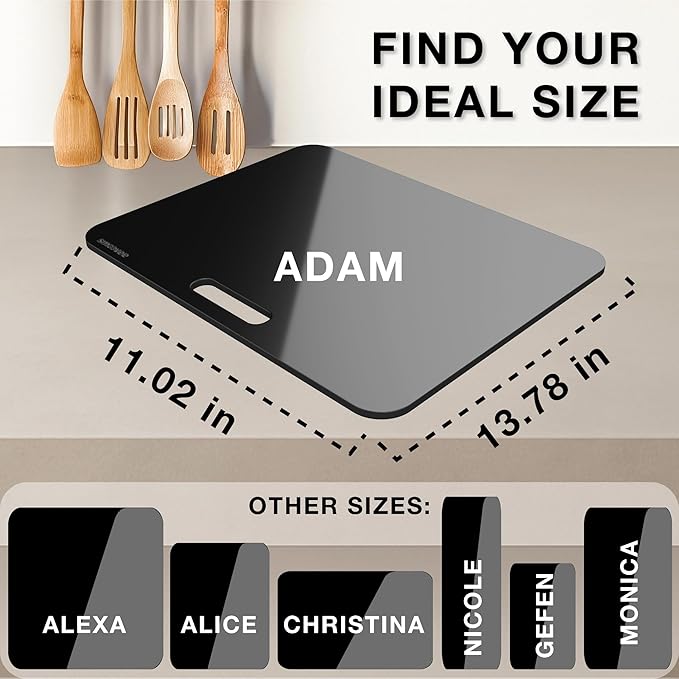 Smoovee - Sliding Surface - Adam Black 11 x 13.78 inch, Appliance Rolling Tray for Kitchen Appliances – 360° Wheels, Stainless Steel Hubs, Easy‑Clean Durable Tray