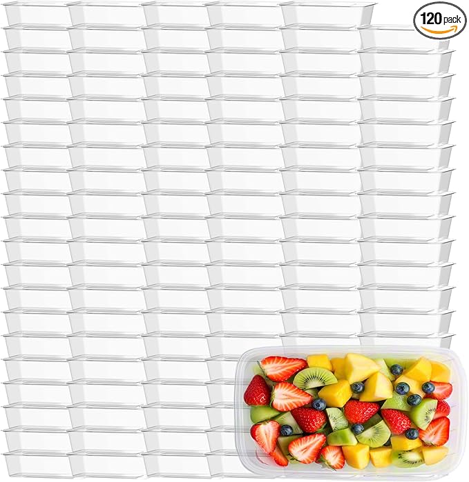 120 Pcs Plastic Meal Prep Containers with Lids 25 oz Clear Disposable Food Storage Containers Stackable Spill proof Box for Salad Snack Lunch Microwave Dishwasher and Freezer