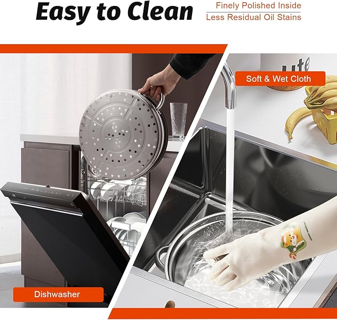 5-Tier Stainless Steel Steamer, 14.37 x 15.55 inch 30cm stainless steamer for cooking overlapping Multi-Functions Domestic Commercial Large Steamer with Transparent Pot Lid & Handles