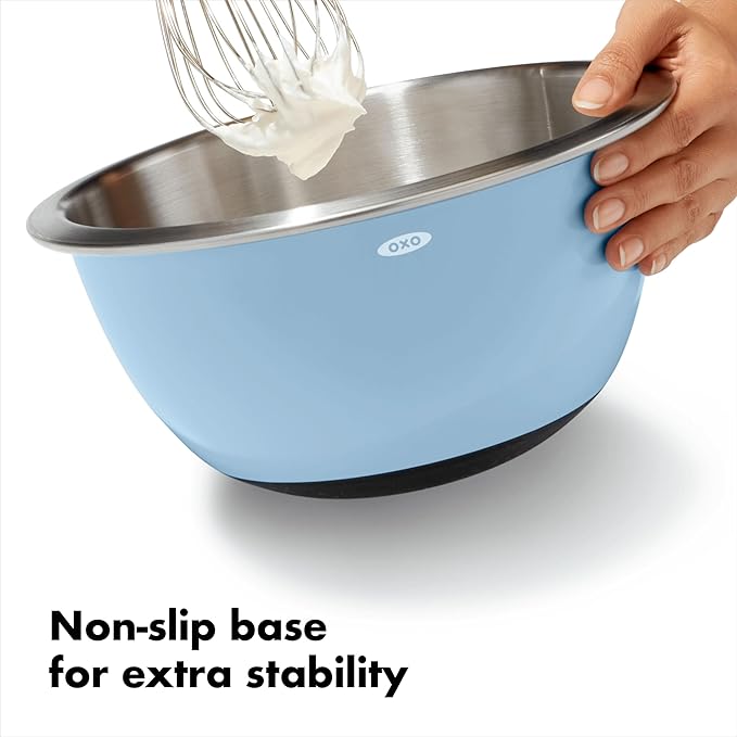 OXO Good Grips 3-Piece Stainless Steel Mixing Bowl Set - Blue/Gray