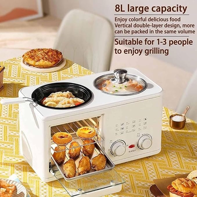 Green,8L Stainless Steel Air Fryer Oven Combo with Steamer and Baking Tray, Suitable for Bread, Pizza, and Tarts