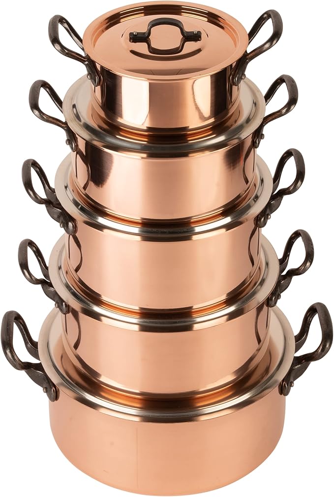 Cuisine Romefort | tinned copper pot with cast iron handles and lid | traditional stockpot made of solid copper | stewpot from France ideal for soups and stews 3.2 qt