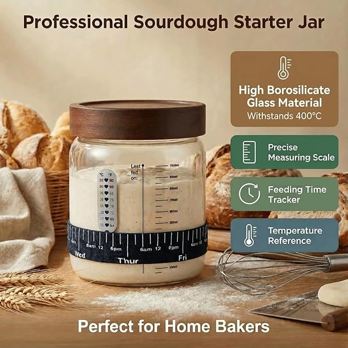 Sourdough Starter Kits,40oz Large Sourdough Starter Jar With Wide Mouth,2 Banneton Bread Proofing Baskets,Bread Making Tools Kit，Sourdough Bread Baking Supplies with Recipe，for Women/Wife/Mom/Friend
