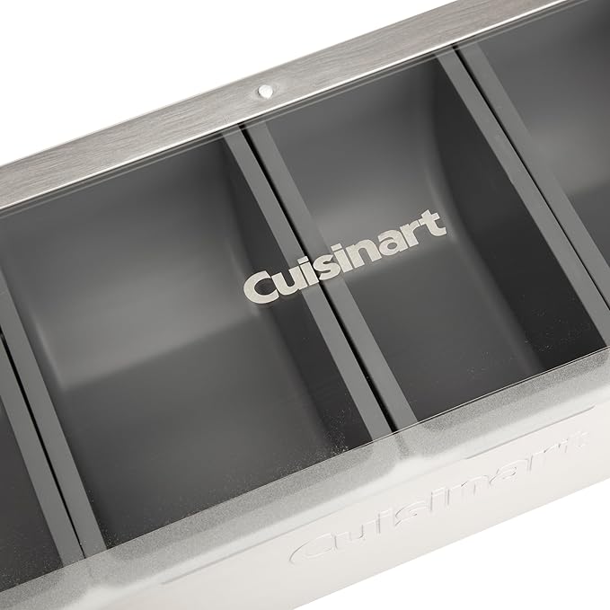 Cuisinart Condiment & Topping Station, 5 Dishwasher Safe Containers for Toppings & Condiments, Versatile Fresh Food Prep Station with Clear Lid, Perfect for BBQs, Burgers, Tacos, Pizza & Omelets