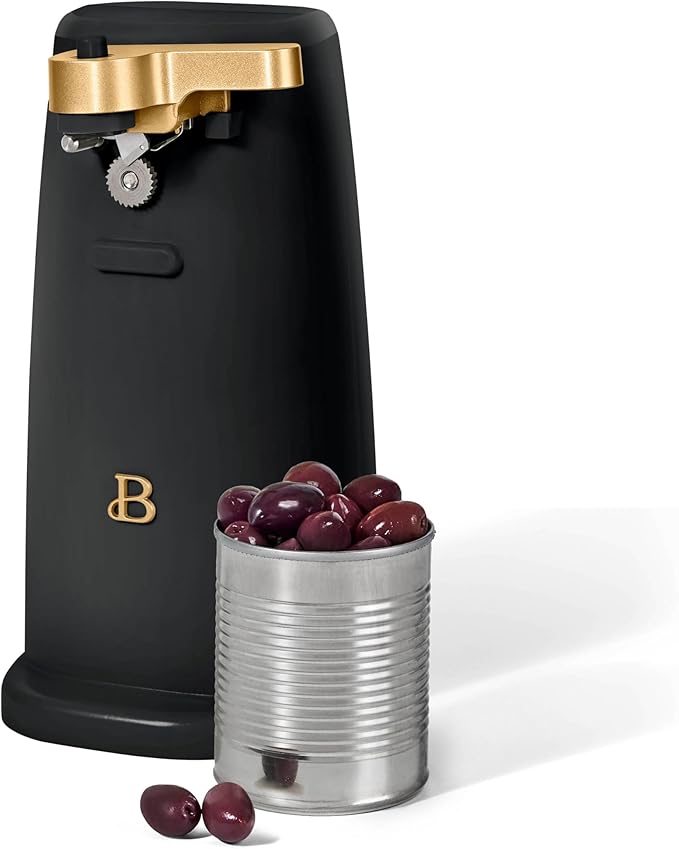 Electric Can Opener by Drew Barrymore, Stainless Steel Blade, Auto-Turn Feature (Black Sesame), 1