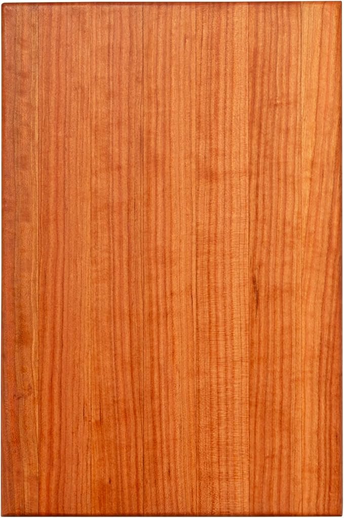 John Boos R-Board Series Rectangular Wooden Cherry Cutting Board 18”x12” – 1.5” Thick, 7-lb Reversible Butcher Block with Edge-Grain & Finger Grips – Made in the USA