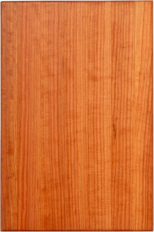 John Boos R-Board Series Rectangular Wooden Cherry Cutting Board 18”x12” – 1.5” Thick, 7-lb Reversible Butcher Block with Edge-Grain & Finger Grips – Made in the USA