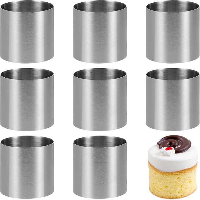 UPKOCH 16-Piece Stainless Steel Cake Ring Set - 2-Inch Mini Round Molds for Mousse, Sushi, Rice Balls, Non-Stick Baking Molds & Dessert Tools (Silver)