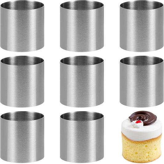 UPKOCH 16-Piece Stainless Steel Cake Ring Set - 2-Inch Mini Round Molds for Mousse, Sushi, Rice Balls, Non-Stick Baking Molds & Dessert Tools (Silver)