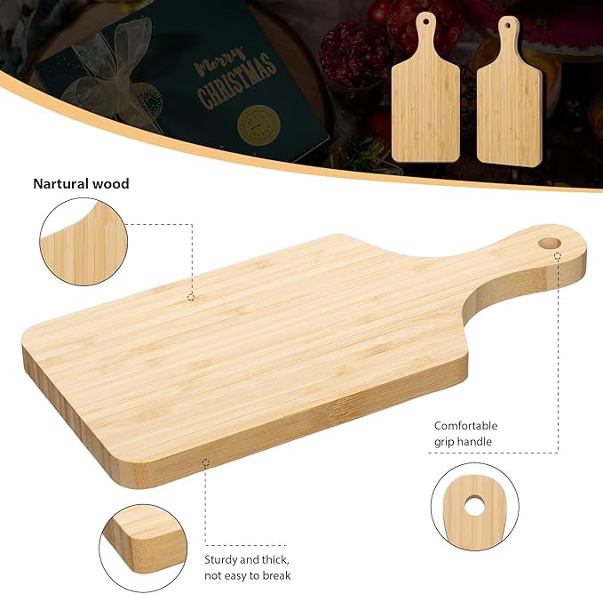 Lounsweer 6 Pcs Thicken Cutting Board Bulk Wood Board for Chopping Serving Charcuterie Material for Laser Engraving Mother' Day Wedding Housewarming Gift(Bamboo,11 x 5 Inches)