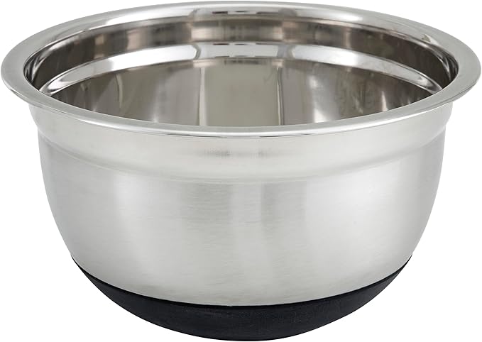 Winco Mixing Bowl with Silicon Base, 1.5-Quart, Stainless Steel, Black