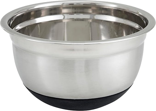 Winco Mixing Bowl with Silicon Base, 5-Quart, Stainless Steel, Black