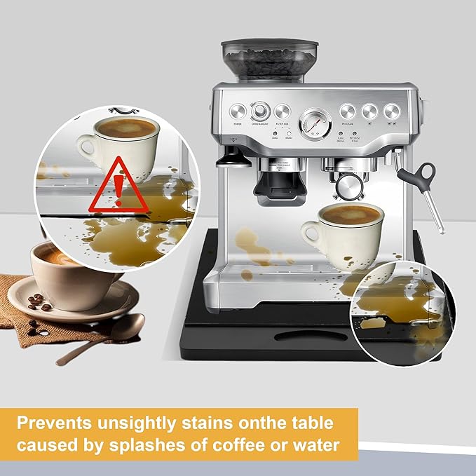 MinBoo Bamboo Appliance Slider,Sliding Tray for Coffee Maker, Kitchen Countertop Appliance Rolling Tray,Slides Easily from Under The Cabinet,Black- Medium (14" Wx13 D)