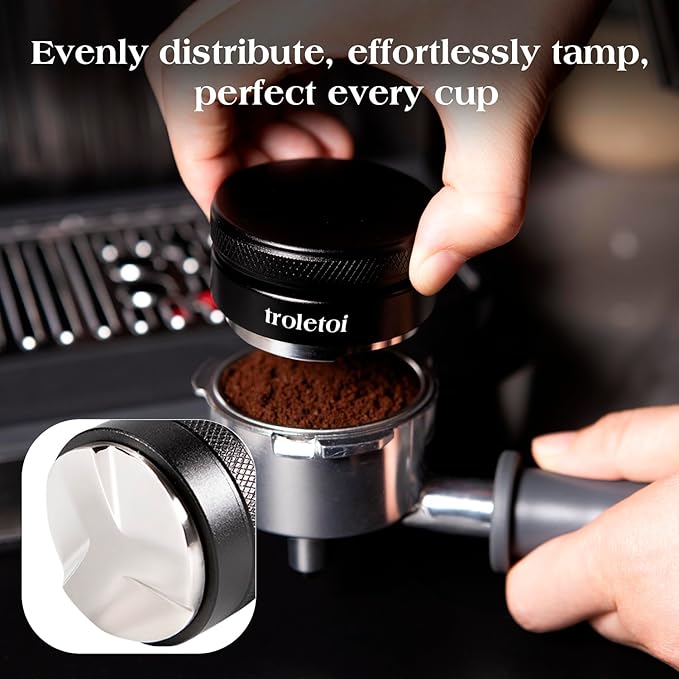 7 PCS Espresso Accessories Kit: 51mm Espresso Tamper, Coffee Distributor, Puck Screen, Dosing Funnel and WDT Tool, Premium Espresso Tool Set Fits Delonghi 51mm Machines and Portafilter