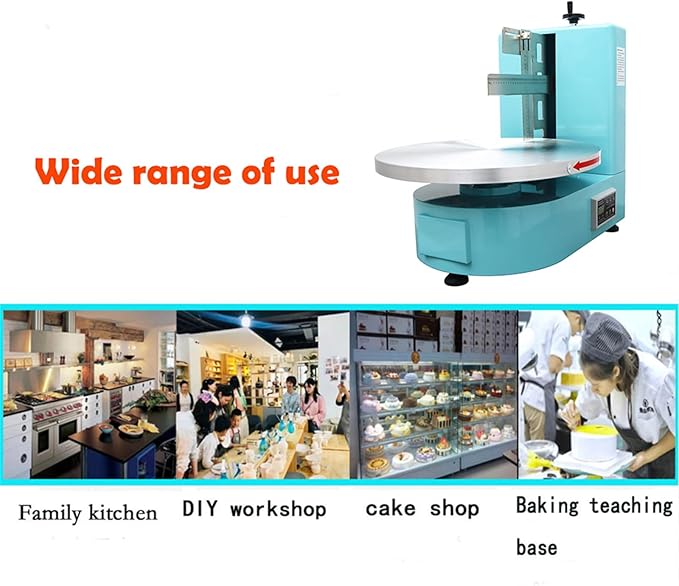 INTSUPERMAI Cake Cream Spreading Coating Smearing Machine Cake Decorating Machines Baking Tools Birthday Cake Cream Spreading Machine 110V Suitable for 4-16 inch Cake Green Color Triangle Bottom