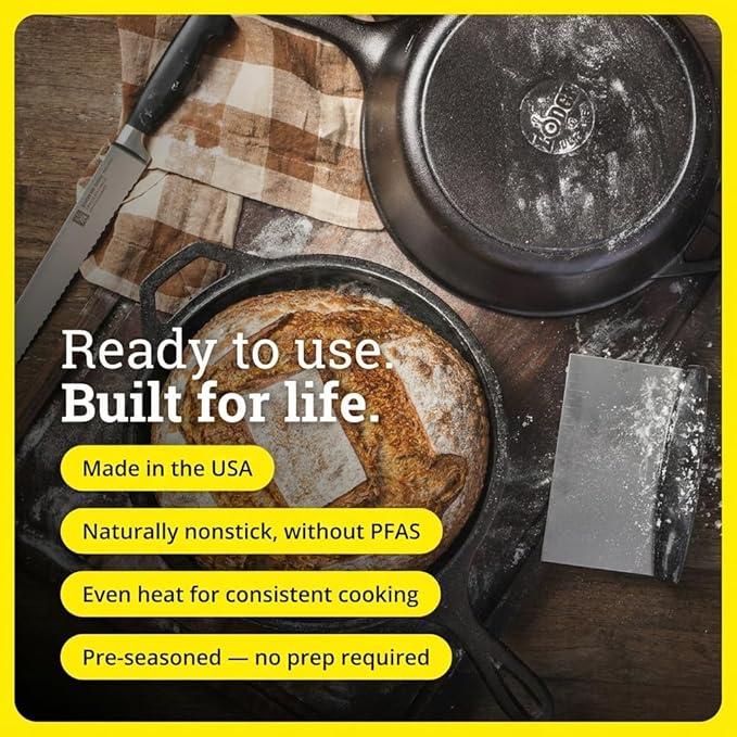 Lodge Pre-Seasoned 2-in-1 Cast Iron Combo Cooker - 3.2 Quart Deep Pot Cooker + 10.25 Inch Frying Pan - Use in the Oven, on the Stove, Grill, or Over a Campfire - Use to Sear, Sauté, Broil, Fry- Black