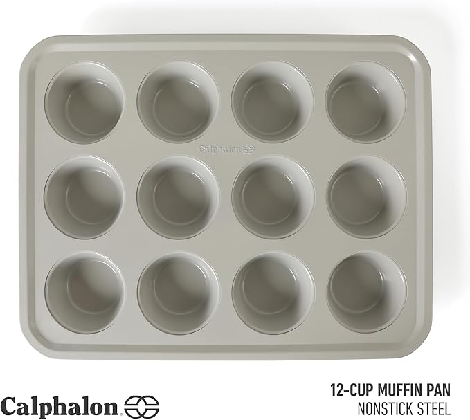 Calphalon Legacy 12 Cup Nonstick PFA Free Cupcake Muffin Pan - Taupe