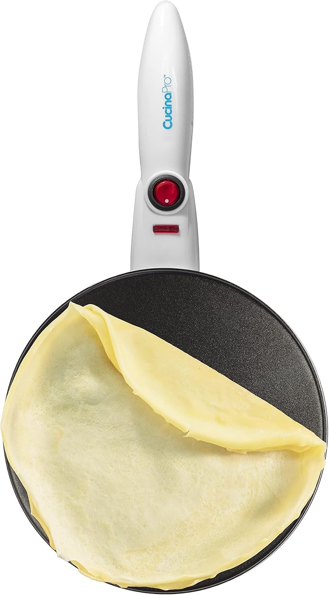 CucinaPro Cordless Crepe Maker- Easter Breakfast Essential w FREE Recipe Guide, Non-Stick Dipping Plate, Electric Base, Batter Spatula- Portable Hot Plate Compact Baker, Morning Dessert Gift for Her