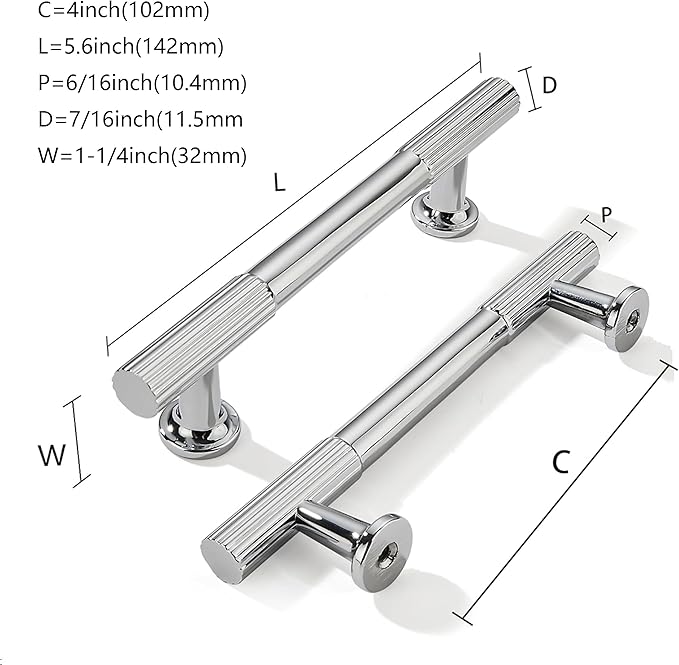 khtumeware 4 Inch(102mm) Hole Center 10 Pack Polished Chrome Cabinet Pulls Heavy Duty Soild Kitchen Drawer Handles Cabinet Hardware for Cupboard Drawer Handles Dresser Pulls