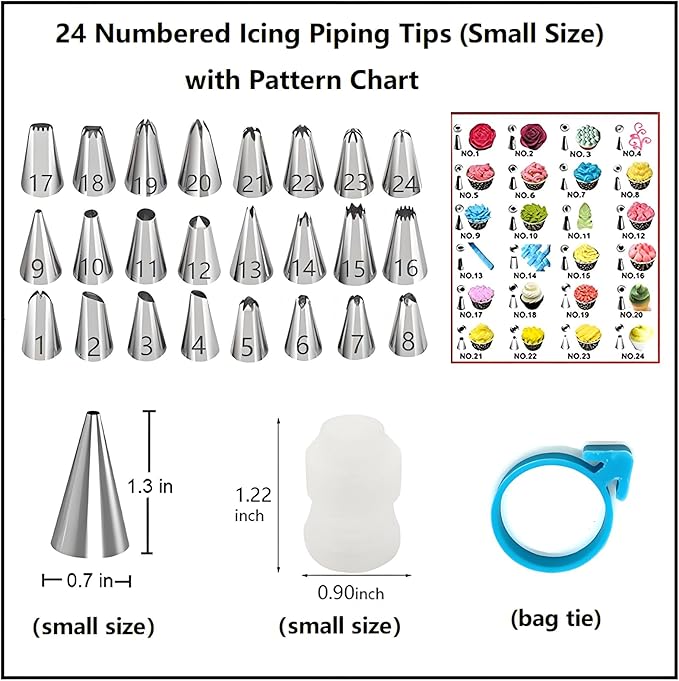 237 Pcs Cake Decorating Kit with Aluminium Cake Turntable,Leveler,24 Numbered Icing Tips,2 Spatulas,3 Scrapers,2 Coupler,50 Cupcake Liners,50 Cake Flags,100 Pastry Bags & More Baking Tools