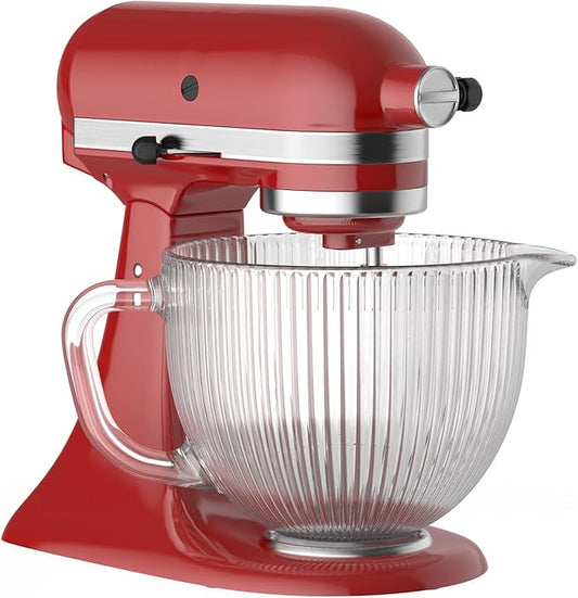 Glass Bowl for KitchenAid Mixer, 4.5-5 Quart Tilt-Head for KitchenAid Glass Mixer Bowl for Stand Mixer With Pour Spout and Measurement Markings, Dishwasher Safe