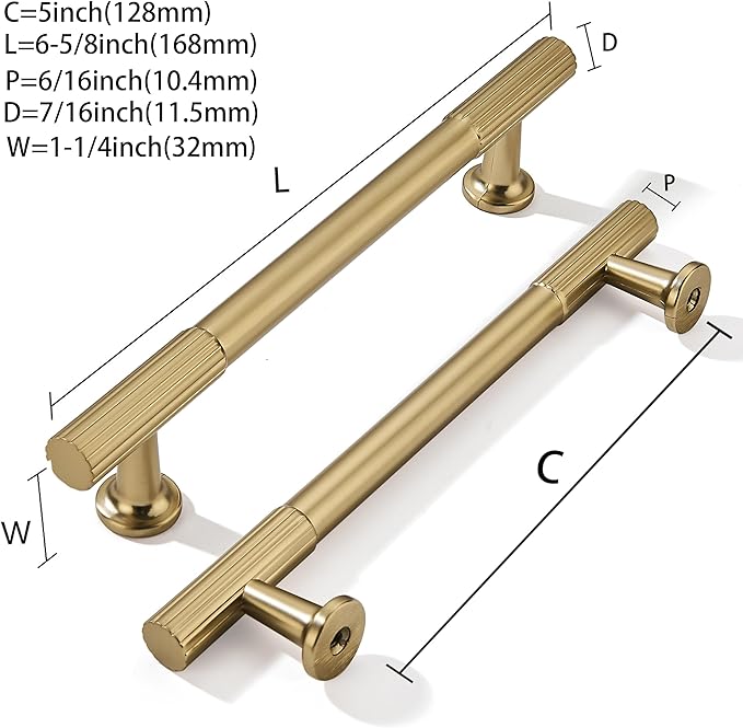 khtumeware 5 Inch Hole Center 2 Pack Champagne Bronze Heavy Duty Solid Satin Brass Cabinet Pulls, Kitchen Drawer Handles, for Dresser cabinets, cabinets