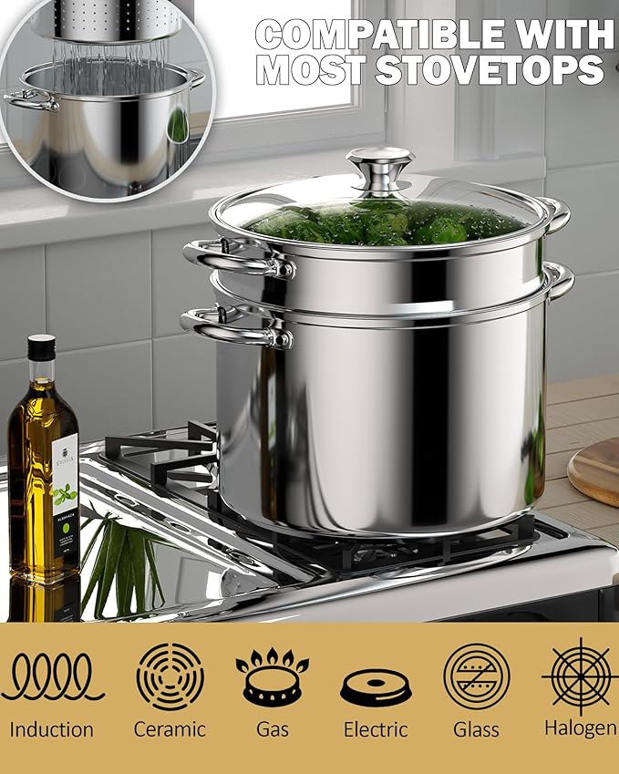 Stainless Steel 4 Piece Pasta Cooker Steamer Multi-Pot