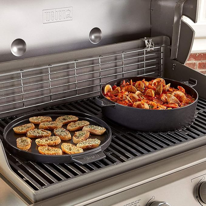 Weber Duo Dutch Oven, 7.25 Qt – Multi-Purpose Porcelain‑Enameled Cast‑Iron Dutch Oven & Flat‑Top Griddle-Style Lid