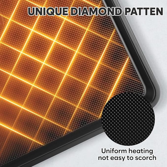 Cookie Sheets for Baking with Cooling Rack Set of 4, 0.8mm Thick Heavy Duty Nonstick Baking Sheets for Air Fryer, Half/Quarter/Jelly Roll Pans for Oven, Oven Trays with Diamond Texture