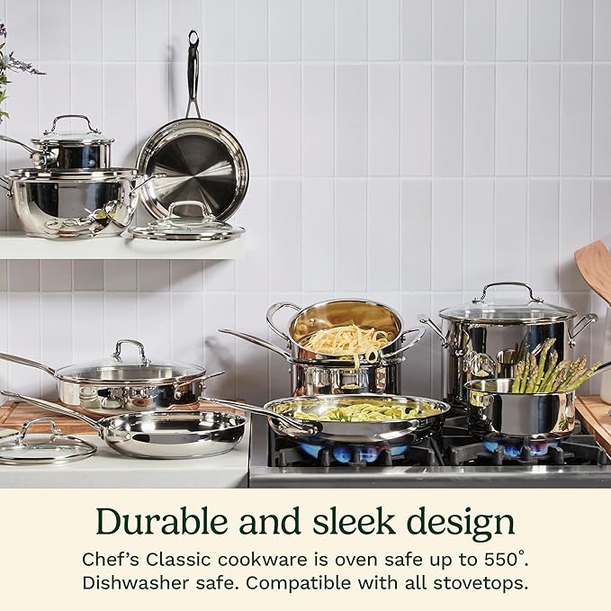 Cuisinart 722-20 8-Inch Chef's-Classic-Stainless-Cookware-Collection,8",Open Skillet,(Pack of 4)