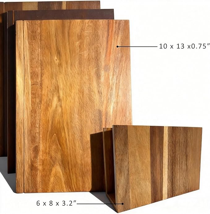 Wooden Cutting Boards for Kitchen, 3-Piece Acacia Wood Cutting Board Set with Stand, Cutting Board That Looks Like Books for Vegetables, Cheese, Bread & Meat, Decorative Chopping Board Gift Set