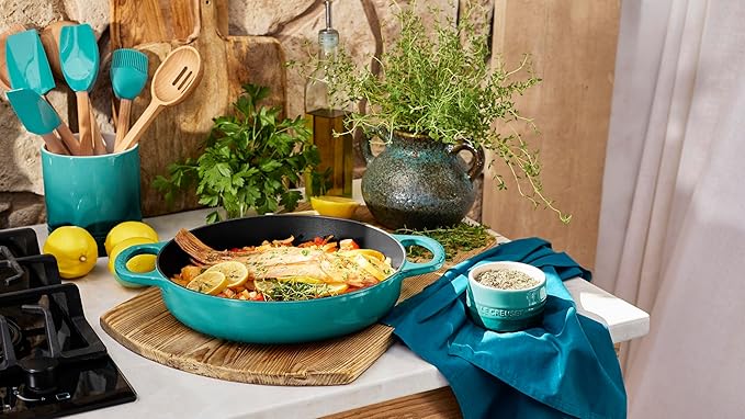 Le Creuset Stoneware Signature Straight Wall Utensil Crock, 1 qt., Riviera