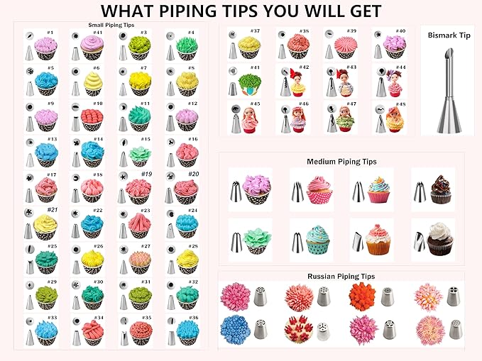 Gawren-H&E 208 PCS Cake Decorating Kit,Baking Supplies with Dessert Decorating Syringe Set,Storage Case,Icing Piping Bags and Tips Set,Frosting Fondant Bakery Set for Adults Beginners(Light Pink)