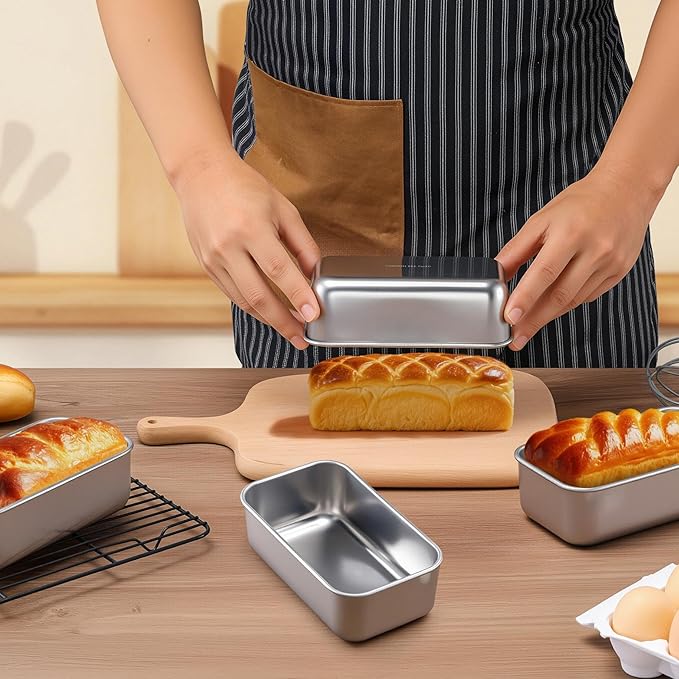 LIANYU 24 Pack 6.3 x 3.5 Inch Mini Loaf Pans for Baking Bread, Stainless Steel Small Bread Loaf Pan Mold for Homemade Meatloaf, Metal Tin Loaf Pan Perfect for Banana Sourdough, Dishwasher Safe