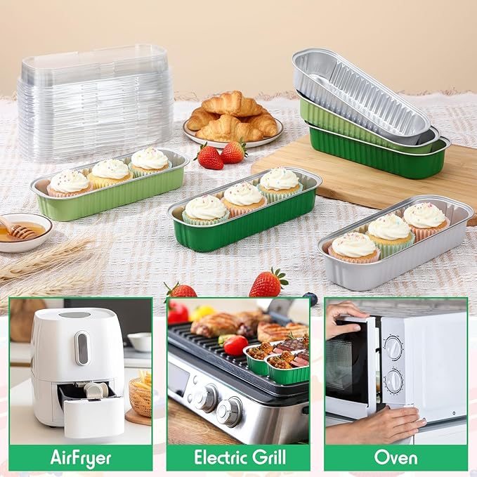 540 Pcs St. Patrick's Day Mini Loaf Pans with Lids and Spoons 6.8 oz Rectangular Aluminum Foil Baking Pans Mini Cake Tins for Bread Desserts